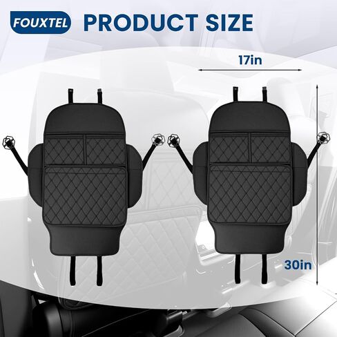 2 Pack kick mats back seat protector, backseat car organizer protectors for back of front seats, 30"X17" Car Seat Protectors for Under Child Seats, Waterproof Back Seat Cover with 3 Large Pocket in Kuwait