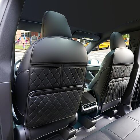 2 Pack Seat Back Protector Kick Mats, Premium Interior Look | Dust, Scuff & Wear Protection / Easy-Clean Surface / 3 Storage Pockets Help Keep Your Car Interior Neat in Saudi Arabia