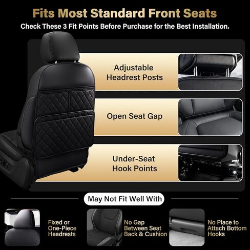 2 Pack Seat Back Protector Kick Mats, Premium Interior Look | Dust, Scuff & Wear Protection / Easy-Clean Surface / 3 Storage Pockets Help Keep Your Car Interior Neat in Saudi Arabia