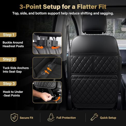 2 Pack Seat Back Protector Kick Mats, Premium Interior Look | Dust, Scuff & Wear Protection / Easy-Clean Surface / 3 Storage Pockets Help Keep Your Car Interior Neat in Saudi Arabia