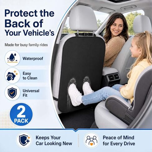 Back Seat Cover for Kids, 2 Pack Waterproof Kick Mats Backseat Protector, Car Seat Back Protectors for Vehicles to Protect from Dirt, Mud & Scratches,Easy to Clean X-Large in Saudi Arabia