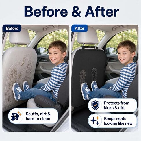 Back Seat Cover for Kids, 2 Pack Waterproof Kick Mats Backseat Protector, Car Seat Back Protectors for Vehicles to Protect from Dirt, Mud & Scratches,Easy to Clean X-Large in Saudi Arabia