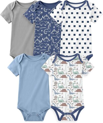 Yoofoss Baby Bodysuits 100% Organic Cotton Baby Short Sleeve Baby Boys Girls Clothes Soft Newborn Infant Romper,5 Pack in Saudi Arabia
