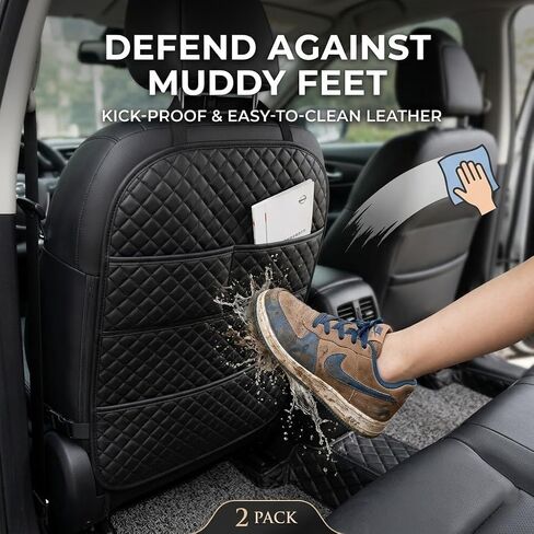 Car Seat Protector, Waterproof Oxford Backseat Kick Mat | 210D oxford cloth, waterproof & stain-resistant. Universal fit for cars & SUVs. Easy install, adjustable straps with pockets. in Saudi Arabia
