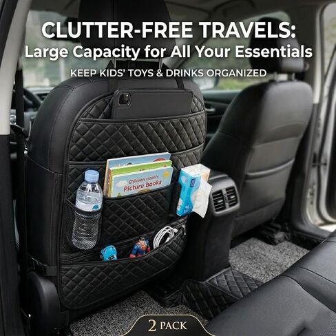 Car Seat Protector, Waterproof Oxford Backseat Kick Mat | 210D oxford cloth, waterproof & stain-resistant. Universal fit for cars & SUVs. Easy install, adjustable straps with pockets. in Saudi Arabia