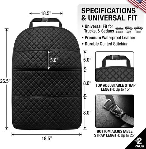 Car Seat Protector, Waterproof Oxford Backseat Kick Mat | 210D oxford cloth, waterproof & stain-resistant. Universal fit for cars & SUVs. Easy install, adjustable straps with pockets. in Saudi Arabia