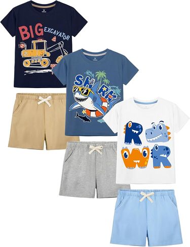 3 Set Toddler Boys Clothes Cotton Outfits Kids Short Sleeve Shirts and Shorts Set Toddler Print Summer Clothes in Saudi Arabia