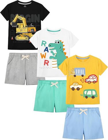 3 Set Toddler Boys Clothes Cotton Outfits Kids Short Sleeve Shirts and Shorts Set Toddler Print Summer Clothes in Saudi Arabia