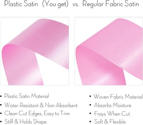 LaRibbons Pink Stiff Floral Satin Ribbon 2.5 Inch x 100 Yards, Waterproof Polypropylene Ribbon for Baby Shower Decorations, Gift Baskets and Outdoor Use in Saudi Arabia