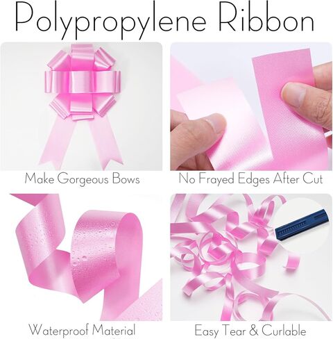 LaRibbons Pink Stiff Floral Satin Ribbon 2.5 Inch x 100 Yards, Waterproof Polypropylene Ribbon for Baby Shower Decorations, Gift Baskets and Outdoor Use in Saudi Arabia