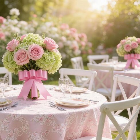 LaRibbons Pink Stiff Floral Satin Ribbon 2.5 Inch x 100 Yards, Waterproof Polypropylene Ribbon for Baby Shower Decorations, Gift Baskets and Outdoor Use in Saudi Arabia