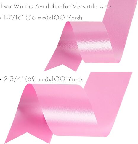 LaRibbons Pink Stiff Floral Satin Ribbon 2.5 Inch x 100 Yards, Waterproof Polypropylene Ribbon for Baby Shower Decorations, Gift Baskets and Outdoor Use in Saudi Arabia