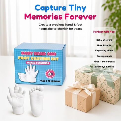 Baby Hand and Foot Casting Kit(2 Pack), Newborn Hands and Feet Mold Kit | Gift for New Parents, First-Time Moms & Baby Showers. Easy DIY Creates Detailed Infant Hand and Foot Castings, 0-12 Months. in Saudi Arabia