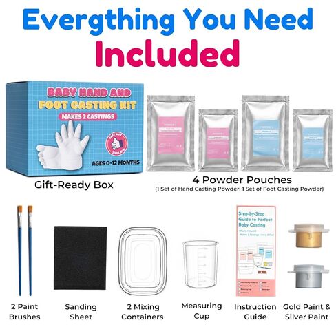 Baby Hand and Foot Casting Kit(2 Pack), Newborn Hands and Feet Mold Kit | Gift for New Parents, First-Time Moms & Baby Showers. Easy DIY Creates Detailed Infant Hand and Foot Castings, 0-12 Months. in Saudi Arabia