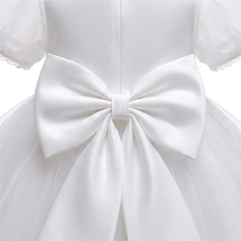 Lito Angels Baby Toddler Girls White Baptism Christening Dress, Wedding Flower Girl Puffy Tulle Ball Gown for Pageant Party in Kuwait
