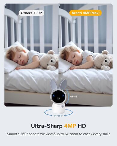 ARENTI Baby Monitor with Camera and Audio, 4MP Video Baby Monitor with 5" Screen, Dual-Band 2.4G/5G WiFi with App, Cry & Motion Detection, Auto Tracking, Temp&Humidity Sensor, Night Vision,2-Way Talk in Kuwait