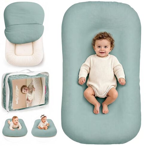 Infant Support Cushion - Soft Cotton Baby Support Cushion for 0-24 Months, Portable Tummy Time Mat for Home and Travel, Supervised Play Cushion, Baby Registry Gift (Includes Removable Birch Cover) in Kuwait