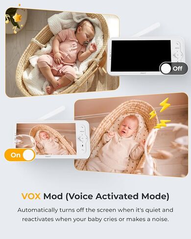 ARENTI Baby Monitor with Camera and Audio, 4MP Video Baby Monitor with 5" Screen, Dual-Band 2.4G/5G WiFi with App, Cry & Motion Detection, Auto Tracking, Temp&Humidity Sensor, Night Vision,2-Way Talk in Kuwait