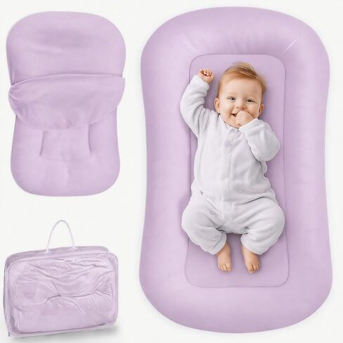 Infant Support Cushion - Baby Support Cushion for Newborn, 0-24 Months, Breathable Cotton Tummy Time Mat, Supervised Use, Portable Newborn Essentials for Home and Travel, Cream (Cover Included) in Kuwait