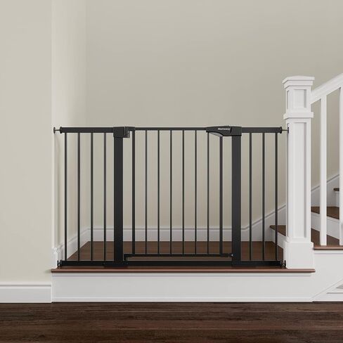 Mumeasy Baby Gate Extra Wide, 29.7-51'' Pressure Mounted Dog Gate with Walk Thru Door, Auto Close Pet Gate for House, Stairs, Doorways,Black in Kuwait