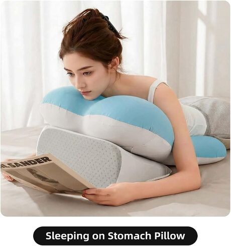 Luxury Reading Pillow on the Bed-Sitting on the Cushion Ergonomic Bracket, Suitable for Reading and Playing Games, Relieving Back and Neck discomfort, for his Wife (Grey Blue). in Kuwait