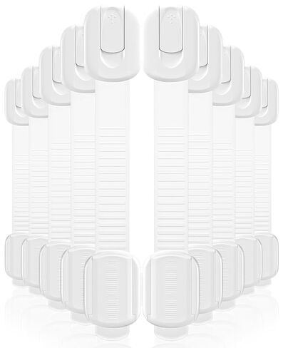 10 Pack Cabinet Locks Baby Proofing, Child Proof Cabinet Locks with 3M Adhesive - Easy Installation with Adjustable Straps, Multi-Purpose Child Safety Latches for Drawers Fridge Trash Cans Toilets in Kuwait