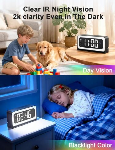 2K Alarm Clock Camera,5G&2.4G WiFi Nanny Cam Wireless Indoor Camera,Cameras for Home Security,AI Human Detection,Color Night Vision for Home/Pet in Kuwait