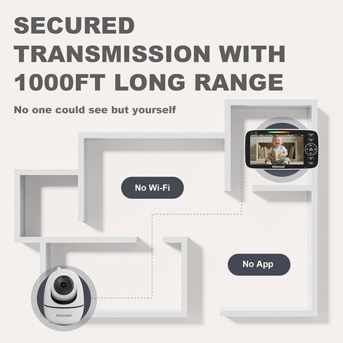 Kidsneed Baby Monitor with Camera and Audio - 5 inch 720P Video Baby Monitor, No WiFi, 48H Battery Life, Night Vision, Two Way Talk, Remote Pan Tilt Zoom, Thermal Monitor，1000 ft Range （530） in Kuwait