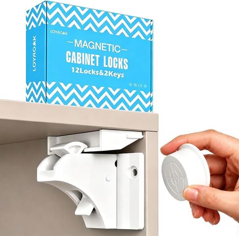 Upgraded Magnetic Cabinet Locks (36Locks+6 Keys) Baby Proofing Cabinet Locks with Fast Installing Tools and 3M Adhesive,Cabinet Locks Baby Proofing,2Inches Magnetic Reach in Kuwait