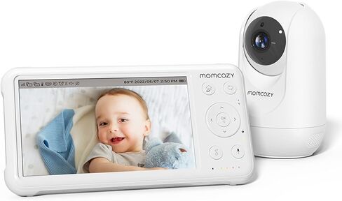 Momcozy Video Baby Monitor, 1080P 5" HD Baby Monitor with Camera & Wall Mount, Infrared Night Vision, 5000mAh Battery, 2-Way Audio, Temperature Sensor, Lullabies, 960ft Range, Ideal for New Moms, BM01 in Kuwait