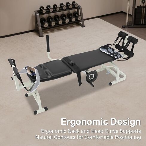 Back Stretch Bench With Cervical Traction Back And Neck Up To 330 Lbs | Back decompression equipment Steel, Plastic Adjustable length 150 - 190 cm for home use, rehabilitation centers in Kuwait