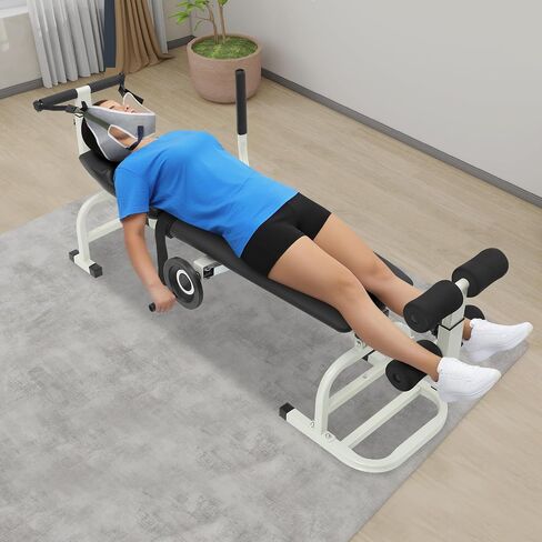 Back Stretch Bench With Cervical Traction Back And Neck Up To 330 Lbs | Back decompression equipment Steel, Plastic Adjustable length 150 - 190 cm for home use, rehabilitation centers in Kuwait