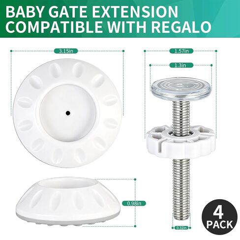 Baby Gate Extension Compatible with Regalo 4 Pack | White,4 Inch Baby Gate Extension Guard with Wall Protector, Baby Gate Parts Accessories in Kuwait