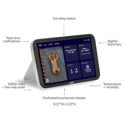 Nanit Display Screen for At-Home Viewing - 8" Touchscreen, 1080p HD Live Stream with 2-Way Audio, Night Vision & Motion Detector - Portable, Dedicated Nursery Monitor for Smart Baby Monitor in Saudi Arabia