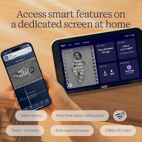 Nanit Display Screen for At-Home Viewing - 8" Touchscreen, 1080p HD Live Stream with 2-Way Audio, Night Vision & Motion Detector - Portable, Dedicated Nursery Monitor for Smart Baby Monitor in Saudi Arabia