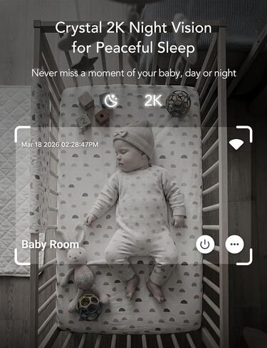 GNCC 2K Baby Monitor, 5G WiFi Baby Camera with Phone App, 360° Pan Tilt Zoom, 2‑Way Audio, Night Vision, AI Motiron Tracking,Cry Detection, SD Card/Cloud Storage,Temperature Sensor, Ideal for New Mom in Kuwait