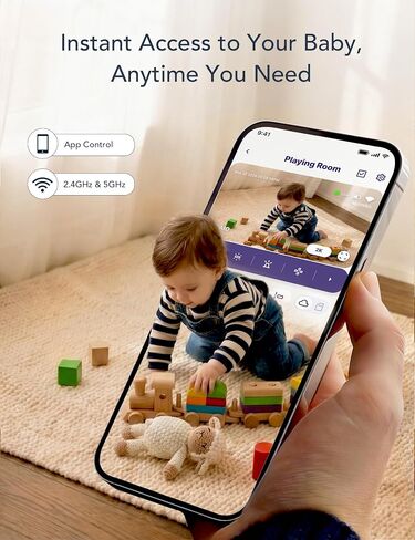 GNCC 2K Baby Monitor, 5G WiFi Baby Camera with Phone App, 360° Pan Tilt Zoom, 2‑Way Audio, Night Vision, AI Motiron Tracking,Cry Detection, SD Card/Cloud Storage,Temperature Sensor, Ideal for New Mom in Kuwait