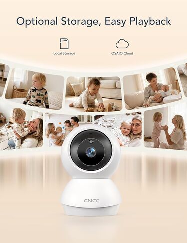 GNCC 2K Baby Monitor, 5G WiFi Baby Camera with Phone App, 360° Pan Tilt Zoom, 2‑Way Audio, Night Vision, AI Motiron Tracking,Cry Detection, SD Card/Cloud Storage,Temperature Sensor, Ideal for New Mom in Kuwait