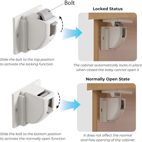 Magnetic Cabinet Locks Baby Proofing 20 Locks + 4 Keys – NINABY Ultra-Strong Child Safety Locks for Cabinets & Drawers Up to 1.5" – No Drill – 3M Adhesive – Invisible Installation in Kuwait