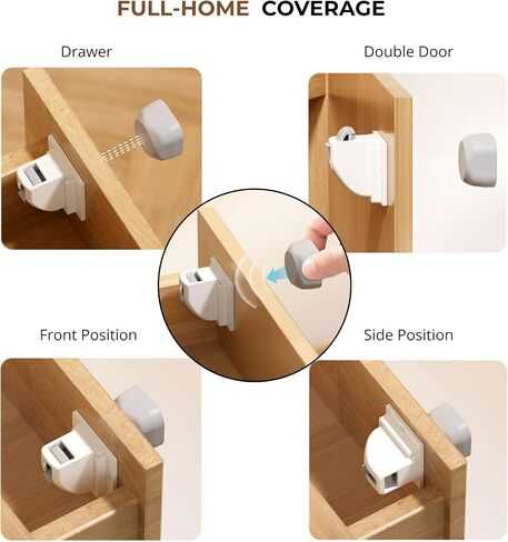 Magnetic Cabinet Locks Baby Proofing 20 Locks + 4 Keys – NINABY Ultra-Strong Child Safety Locks for Cabinets & Drawers Up to 1.5" – No Drill – 3M Adhesive – Invisible Installation in Kuwait