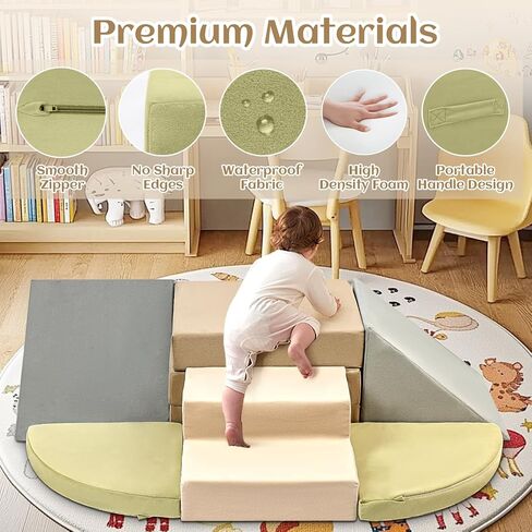 6-Piece Toddler Climbing Toys Indoor, Foam Climbing Toys for Toddlers, Soft Play Baby Climbing Blocks for Crawling and Sliding, Safe Climbing Play Set Indoor Gym Equipment for Toddler1-3, Infant, Baby in Kuwait
