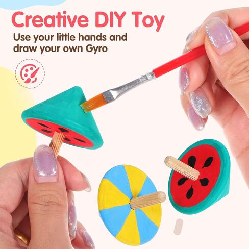 NUOBESTY Wood Spinning Tops for Kids, Unfinished Wooden Gyroscope Toys Spin Tops Montessori Toys for DIY Crafts, Birthday Party Favors, Family Game (12 Pieces) in Kuwait