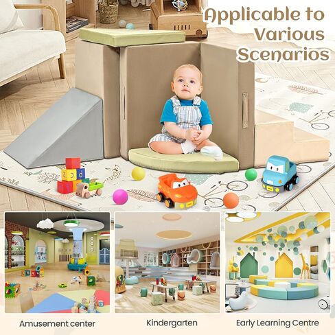 6-Piece Toddler Climbing Toys Indoor, Foam Climbing Toys for Toddlers, Soft Play Baby Climbing Blocks for Crawling and Sliding, Safe Climbing Play Set Indoor Gym Equipment for Toddler1-3, Infant, Baby in Kuwait
