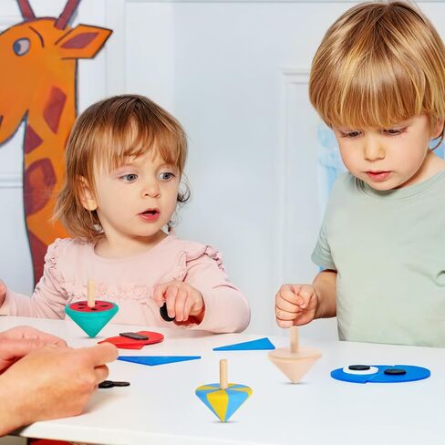 NUOBESTY Wood Spinning Tops for Kids, Unfinished Wooden Gyroscope Toys Spin Tops Montessori Toys for DIY Crafts, Birthday Party Favors, Family Game (12 Pieces) in Kuwait