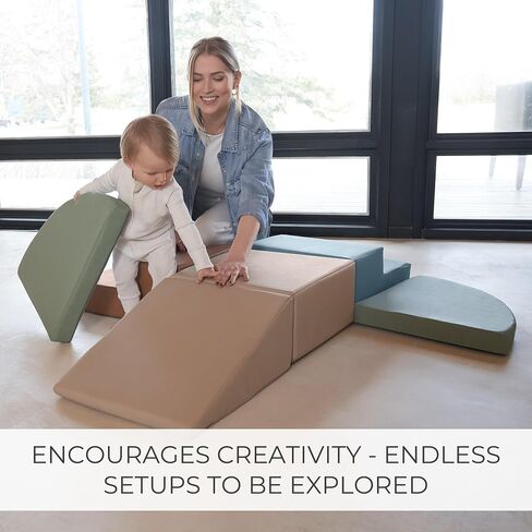 Fun Climbing Toy Set for Toddlers 1-3 - Crawl Tunnel & Foam Climbing Blocks | Play gym with crawl through tunnel and PU leather blocks - safe indoor fun for baby and kids to learn new skills in Kuwait