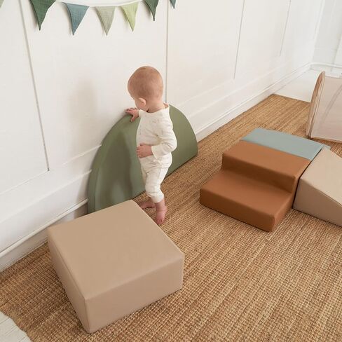 Fun Climbing Toy Set for Toddlers 1-3 - Crawl Tunnel & Foam Climbing Blocks | Play gym with crawl through tunnel and PU leather blocks - safe indoor fun for baby and kids to learn new skills in Kuwait