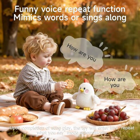 TUMAMA Baby Musical Sensory Toys 18 Months, Bouncing Chicken Plush Toy | Songs & Recording, Dancing Moving Jumping Interactive Toys for Toddler Birthday Gifts for Infants in Kuwait