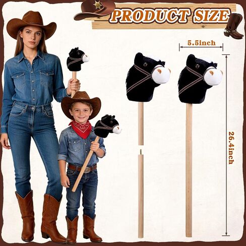 3-Piece Detachable Stick Horse Soft-Touch Plush Toy for Kid | Easy Assembly,Perfect for Cowboy Themed Party,Group Play,Family Activities and Decoration in Kuwait