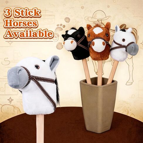 3-Piece Detachable Stick Horse Soft-Touch Plush Toy for Kid | Easy Assembly,Perfect for Cowboy Themed Party,Group Play,Family Activities and Decoration in Kuwait