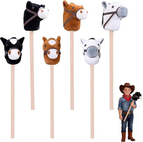 6-Piece Detachable Stick Horse, Hobby Horse Plush Toy, Kid-Safe Horse on a Stick for Party/Home/Store Decor & Play, Easy Assembly in Kuwait